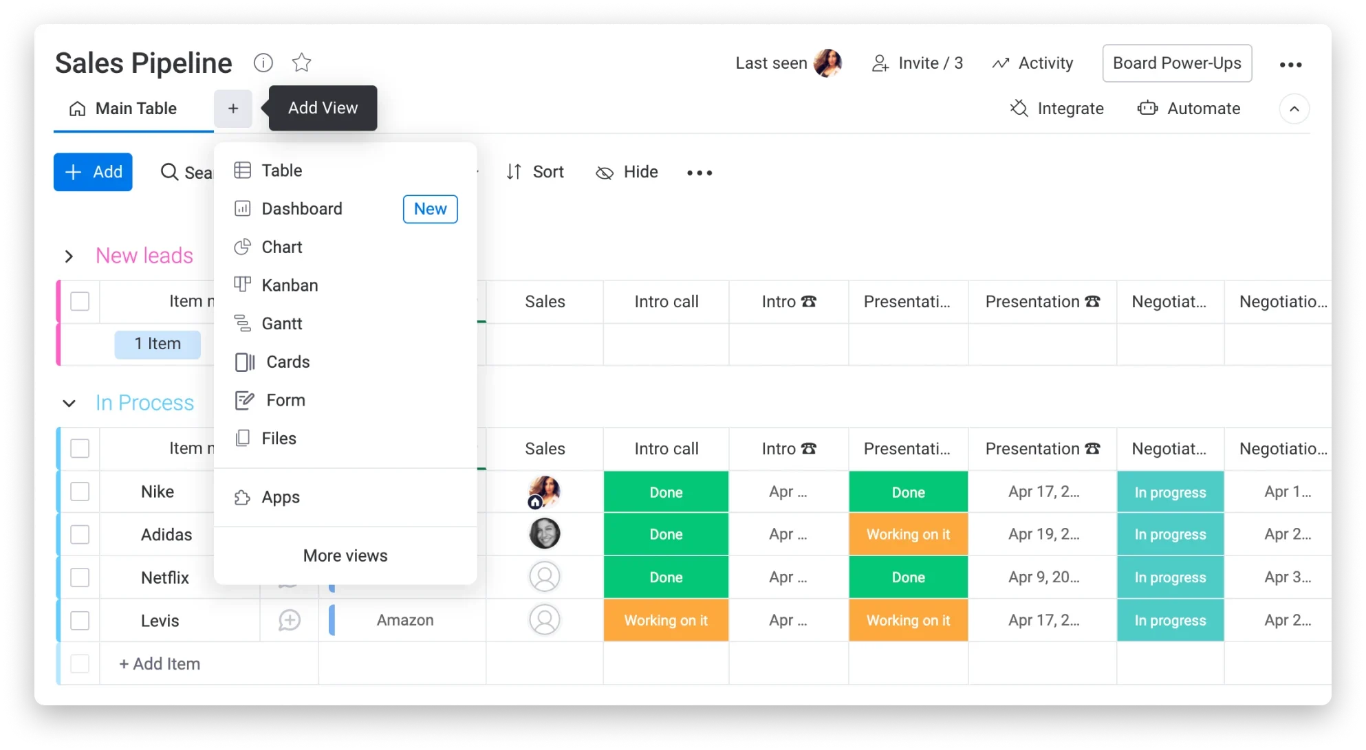 Task visualization options from monday.com.