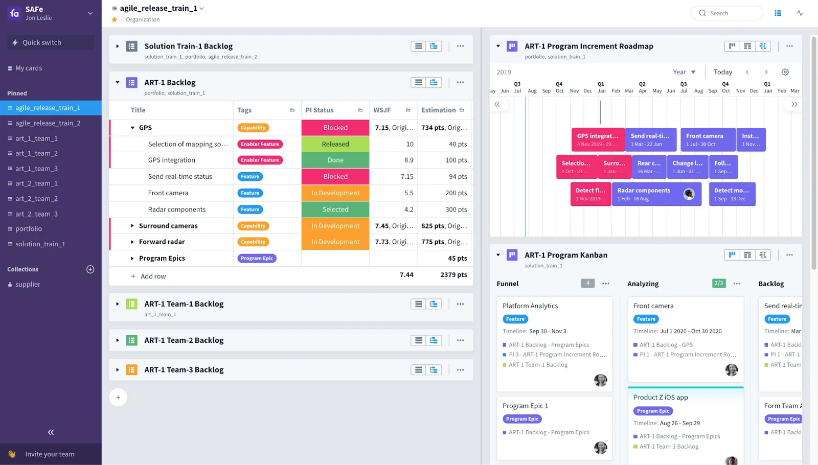 Favro features an easy drag-and-drop interface for its collections, which can consolidate the most important pieces of information for your team.