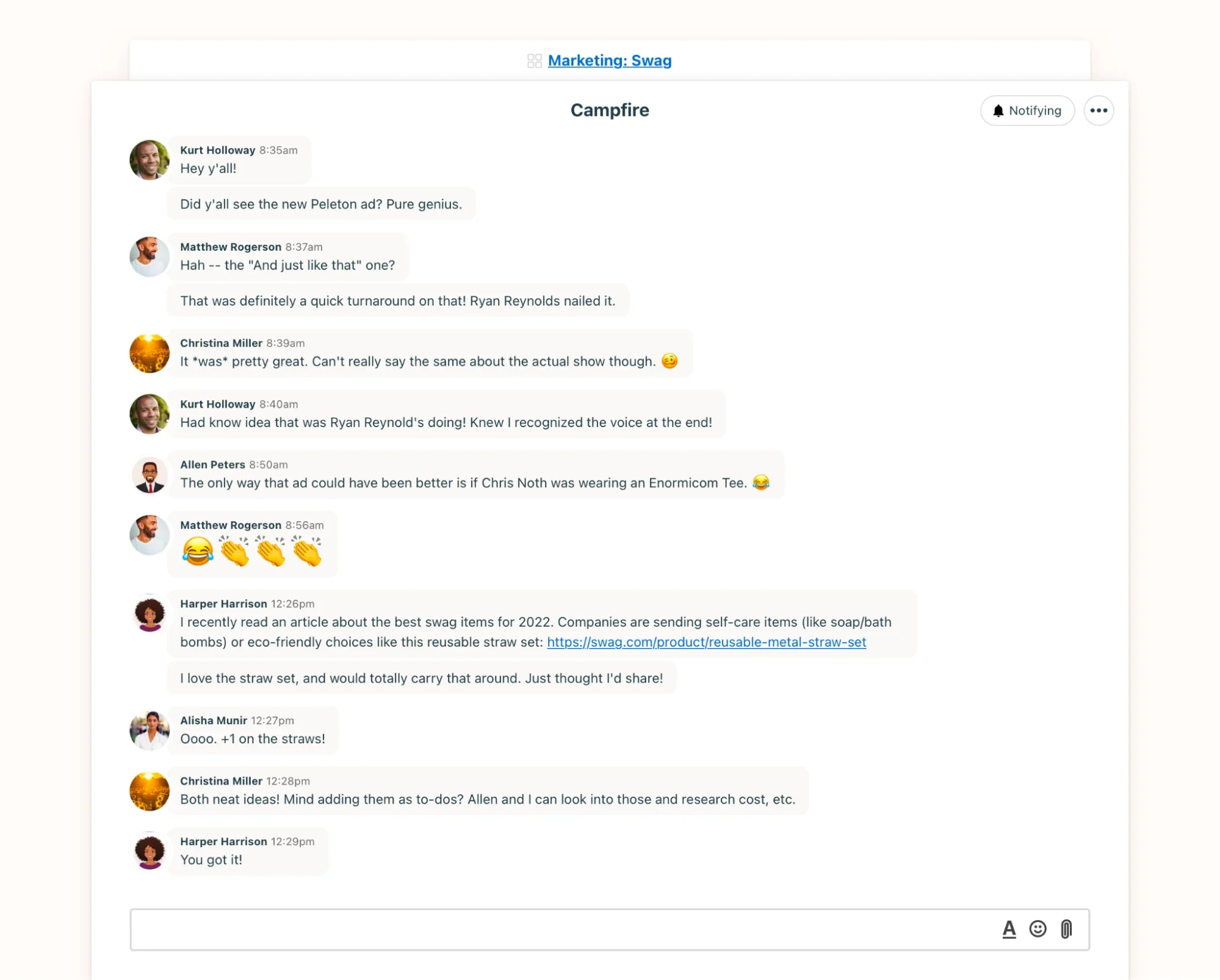 Collaboration and instant messaging features from Basecamp.