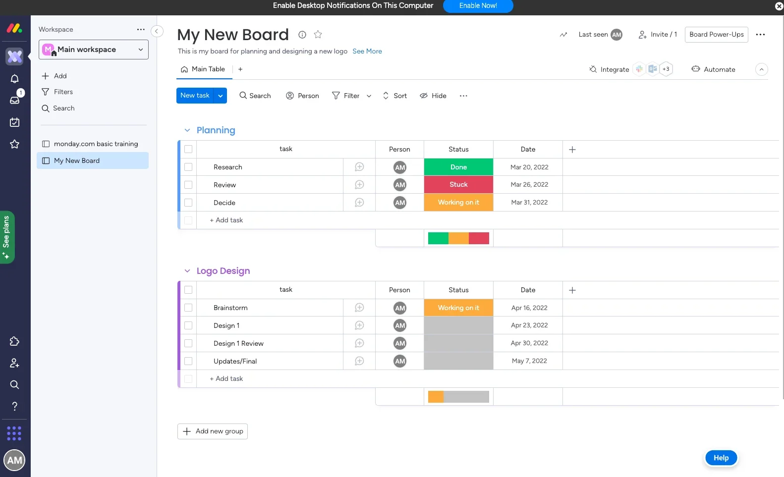 monday work management's project dashboard.