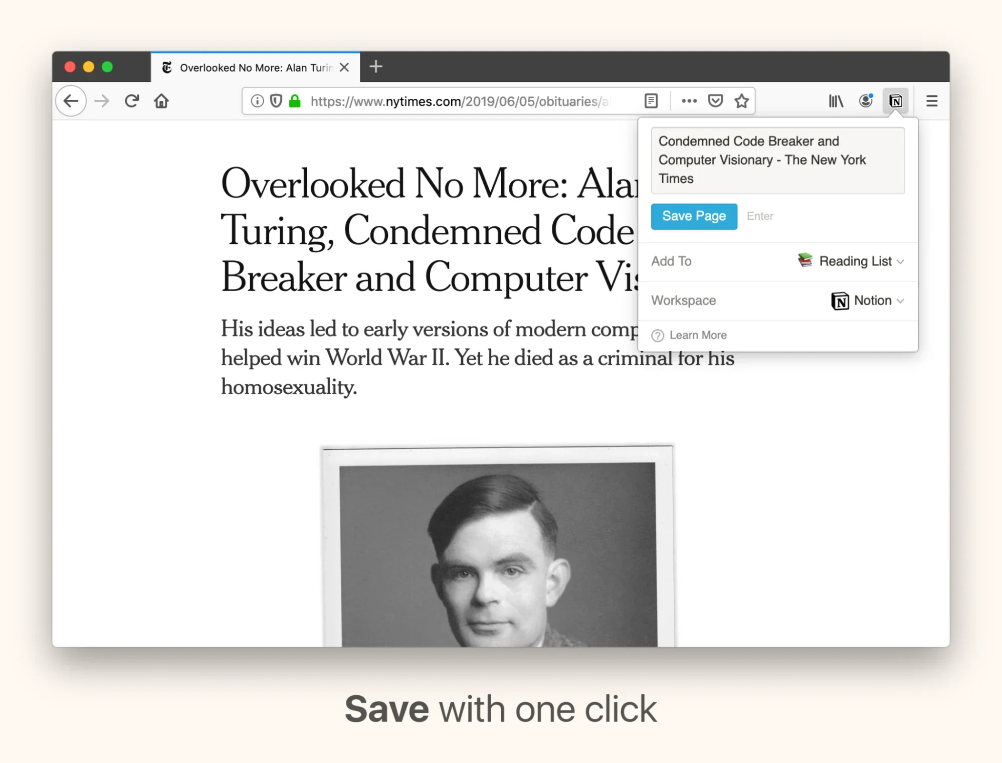 A page saved using Notion's web clipper